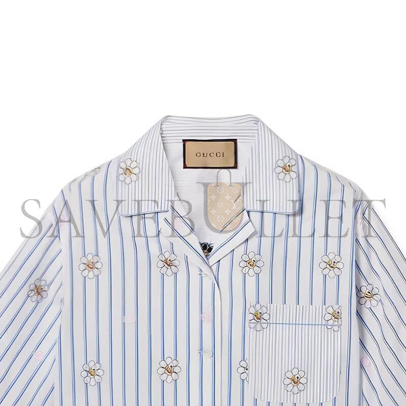 Gvc*1 ss24 floral striped print short-sleeved shirt 781761